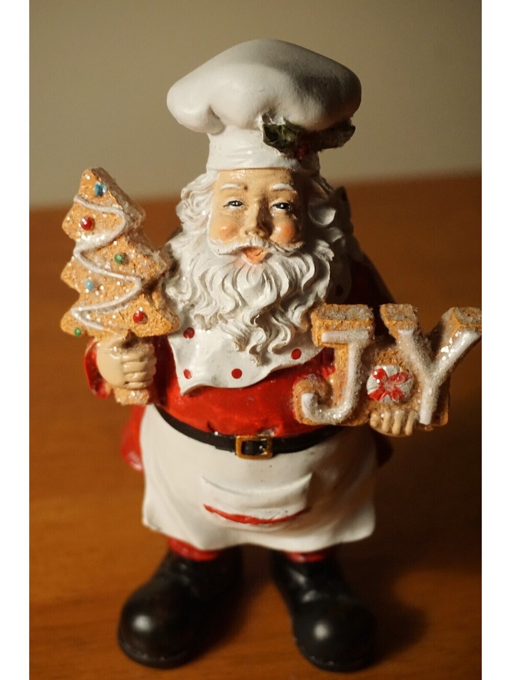 Baker Santa Claus Figurine Statue Gingerbread Joy Cookie Christmas Kitchen Decor